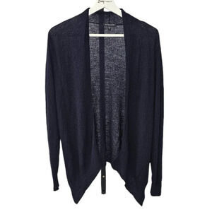 Eileen Fisher Womens 100% Wool Textured High Low Long Sleeve Open Front Size MP